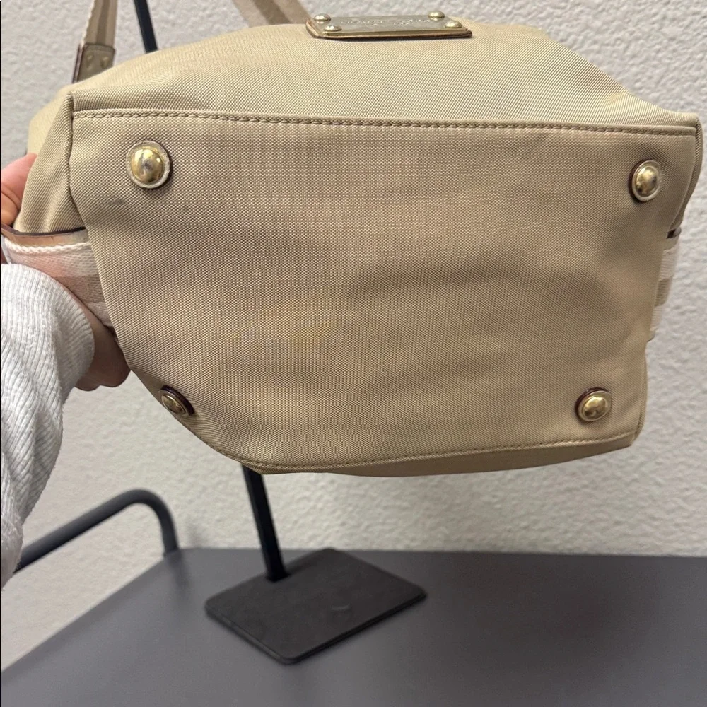 Vintage Michael Kors Tan Canvas Hobo Shoulder Bag